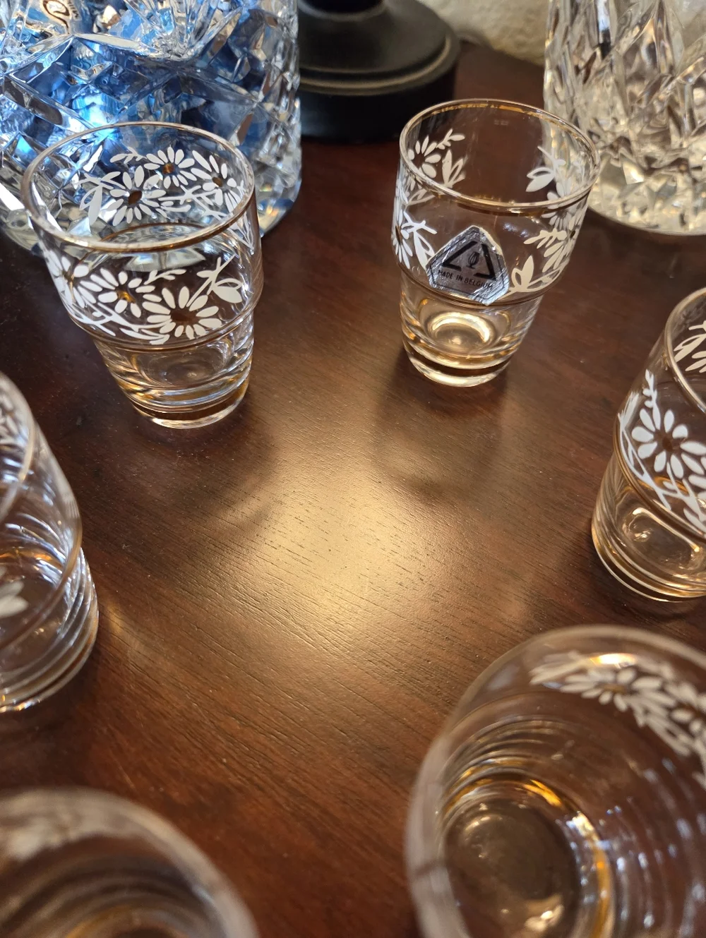 Mid Century Tchecover Of Belgium Daisy Stackable Cordial Glasses